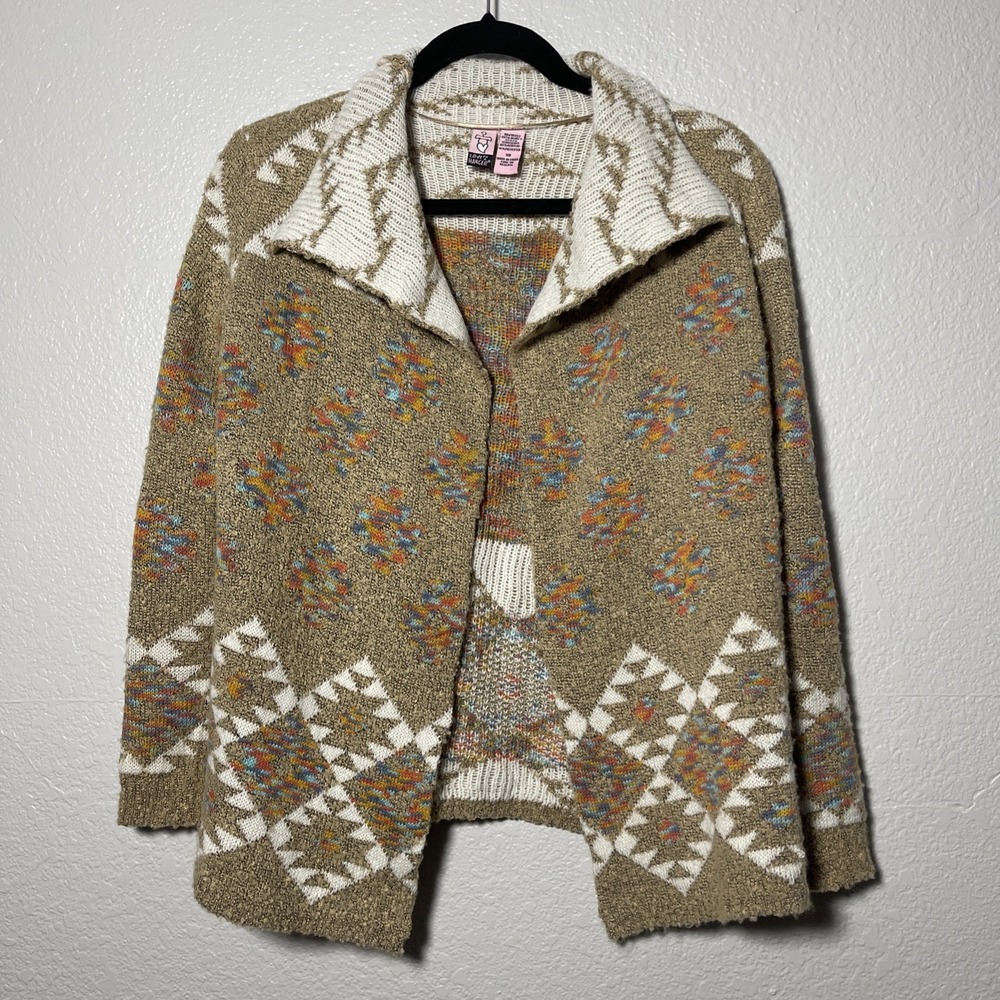 Aztec‎ Open Cardigan Sweater Womens XS Colorful Western Cowgirl Cozy Boho